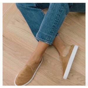 New Jenni Kayne Suede Mule Slip On Sneakers Brown White Size 40/9.5-10